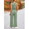 imagePRETTYGARDEN Womens Jumpsuits Summer Casual One Piece Outfits Sleeveless Wide Leg Long Pants RompersGrey Green