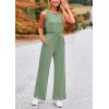 imagePRETTYGARDEN Womens Jumpsuits Summer Casual One Piece Outfits Sleeveless Wide Leg Long Pants RompersGrey Green