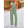 imagePRETTYGARDEN Womens Jumpsuits Summer Casual One Piece Outfits Sleeveless Wide Leg Long Pants RompersGrey Green