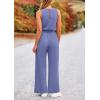 imagePRETTYGARDEN Womens Jumpsuits Summer Casual One Piece Outfits Sleeveless Wide Leg Long Pants RompersHaze Blue