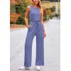 imagePRETTYGARDEN Womens Jumpsuits Summer Casual One Piece Outfits Sleeveless Wide Leg Long Pants RompersHaze Blue