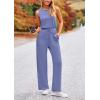imagePRETTYGARDEN Womens Jumpsuits Summer Casual One Piece Outfits Sleeveless Wide Leg Long Pants RompersHaze Blue