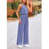 imagePRETTYGARDEN Womens Jumpsuits Summer Casual One Piece Outfits Sleeveless Wide Leg Long Pants RompersHaze Blue