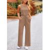 imagePRETTYGARDEN Womens Jumpsuits Summer Casual One Piece Outfits Sleeveless Wide Leg Long Pants RompersKhaki