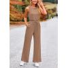 imagePRETTYGARDEN Womens Jumpsuits Summer Casual One Piece Outfits Sleeveless Wide Leg Long Pants RompersKhaki