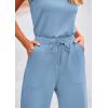 imagePRETTYGARDEN Womens Jumpsuits Summer Casual One Piece Outfits Sleeveless Wide Leg Long Pants RompersLight Blue