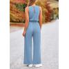 imagePRETTYGARDEN Womens Jumpsuits Summer Casual One Piece Outfits Sleeveless Wide Leg Long Pants RompersLight Blue