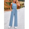 imagePRETTYGARDEN Womens Jumpsuits Summer Casual One Piece Outfits Sleeveless Wide Leg Long Pants RompersLight Blue