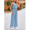 imagePRETTYGARDEN Womens Jumpsuits Summer Casual One Piece Outfits Sleeveless Wide Leg Long Pants RompersLight Blue