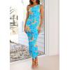 imagePRETTYGARDEN Womens One Shoulder Bodycon Dresses Summer 2025 Ruched Floral Beach Cocktail Wedding Guest DressFloral Light Blue