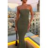 imagePRETTYGARDEN Womens Ribbed Maxi Bodycon Dress Summer Strapless Tube Y2K Party Club Long DressesArmy Green