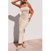 imagePRETTYGARDEN Womens Ribbed Maxi Bodycon Dress Summer Strapless Tube Y2K Party Club Long DressesBeige