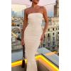 imagePRETTYGARDEN Womens Ribbed Maxi Bodycon Dress Summer Strapless Tube Y2K Party Club Long DressesBeige