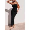 imagePRETTYGARDEN Womens Ribbed Maxi Bodycon Dress Summer Strapless Tube Y2K Party Club Long DressesBlack