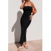 imagePRETTYGARDEN Womens Ribbed Maxi Bodycon Dress Summer Strapless Tube Y2K Party Club Long DressesBlack