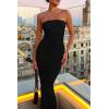 imagePRETTYGARDEN Womens Ribbed Maxi Bodycon Dress Summer Strapless Tube Y2K Party Club Long DressesBlack