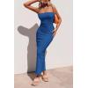imagePRETTYGARDEN Womens Ribbed Maxi Bodycon Dress Summer Strapless Tube Y2K Party Club Long DressesBlue