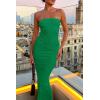 imagePRETTYGARDEN Womens Ribbed Maxi Bodycon Dress Summer Strapless Tube Y2K Party Club Long DressesGreen