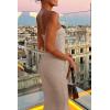 imagePRETTYGARDEN Womens Ribbed Maxi Bodycon Dress Summer Strapless Tube Y2K Party Club Long DressesKhaki
