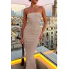 imagePRETTYGARDEN Womens Ribbed Maxi Bodycon Dress Summer Strapless Tube Y2K Party Club Long DressesKhaki