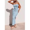 imagePRETTYGARDEN Womens Ribbed Maxi Bodycon Dress Summer Strapless Tube Y2K Party Club Long DressesLight Blue