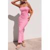 imagePRETTYGARDEN Womens Ribbed Maxi Bodycon Dress Summer Strapless Tube Y2K Party Club Long DressesPink