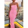 imagePRETTYGARDEN Womens Ribbed Maxi Bodycon Dress Summer Strapless Tube Y2K Party Club Long DressesPink
