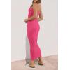 imagePRETTYGARDEN Womens Ribbed Maxi Bodycon Dress Summer Strapless Tube Y2K Party Club Long DressesRose Red