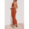 imagePRETTYGARDEN Womens Ribbed Maxi Bodycon Dress Summer Strapless Tube Y2K Party Club Long DressesRust Red