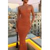 imagePRETTYGARDEN Womens Ribbed Maxi Bodycon Dress Summer Strapless Tube Y2K Party Club Long DressesRust Red