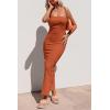 imagePRETTYGARDEN Womens Ribbed Maxi Bodycon Dress Summer Strapless Tube Y2K Party Club Long DressesRust Red