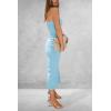imagePRETTYGARDEN Womens Summer Bodycon Maxi Tube Dress Ribbed Strapless Side Slit Long Going Out Casual Elegant Party DressesAqua Blue