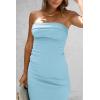 imagePRETTYGARDEN Womens Summer Bodycon Maxi Tube Dress Ribbed Strapless Side Slit Long Going Out Casual Elegant Party DressesAqua Blue