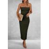 imagePRETTYGARDEN Womens Summer Bodycon Maxi Tube Dress Ribbed Strapless Side Slit Long Going Out Casual Elegant Party DressesArmy Green