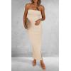 imagePRETTYGARDEN Womens Summer Bodycon Maxi Tube Dress Ribbed Strapless Side Slit Long Going Out Casual Elegant Party DressesBeige
