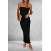 imagePRETTYGARDEN Womens Summer Bodycon Maxi Tube Dress Ribbed Strapless Side Slit Long Going Out Casual Elegant Party DressesBlack