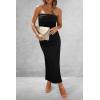 imagePRETTYGARDEN Womens Summer Bodycon Maxi Tube Dress Ribbed Strapless Side Slit Long Going Out Casual Elegant Party DressesBlack