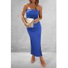 imagePRETTYGARDEN Womens Summer Bodycon Maxi Tube Dress Ribbed Strapless Side Slit Long Going Out Casual Elegant Party DressesBlue