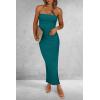 imagePRETTYGARDEN Womens Summer Bodycon Maxi Tube Dress Ribbed Strapless Side Slit Long Going Out Casual Elegant Party DressesBlue Green