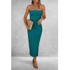 imagePRETTYGARDEN Womens Summer Bodycon Maxi Tube Dress Ribbed Strapless Side Slit Long Going Out Casual Elegant Party DressesBlue Green
