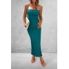 imagePRETTYGARDEN Womens Summer Bodycon Maxi Tube Dress Ribbed Strapless Side Slit Long Going Out Casual Elegant Party DressesBlue Green