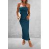 imagePRETTYGARDEN Womens Summer Bodycon Maxi Tube Dress Ribbed Strapless Side Slit Long Going Out Casual Elegant Party DressesDark Blue