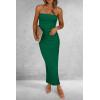 imagePRETTYGARDEN Womens Summer Bodycon Maxi Tube Dress Ribbed Strapless Side Slit Long Going Out Casual Elegant Party DressesGreen