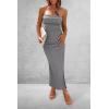 imagePRETTYGARDEN Womens Summer Bodycon Maxi Tube Dress Ribbed Strapless Side Slit Long Going Out Casual Elegant Party DressesGrey