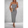 imagePRETTYGARDEN Womens Summer Bodycon Maxi Tube Dress Ribbed Strapless Side Slit Long Going Out Casual Elegant Party DressesGrey