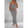 imagePRETTYGARDEN Womens Summer Bodycon Maxi Tube Dress Ribbed Strapless Side Slit Long Going Out Casual Elegant Party DressesGrey