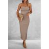 imagePRETTYGARDEN Womens Summer Bodycon Maxi Tube Dress Ribbed Strapless Side Slit Long Going Out Casual Elegant Party DressesKhaki