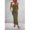 imagePRETTYGARDEN Womens Summer Bodycon Maxi Tube Dress Ribbed Strapless Side Slit Long Going Out Casual Elegant Party DressesLight Army Green