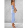 imagePRETTYGARDEN Womens Summer Bodycon Maxi Tube Dress Ribbed Strapless Side Slit Long Going Out Casual Elegant Party DressesLight Blue