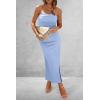imagePRETTYGARDEN Womens Summer Bodycon Maxi Tube Dress Ribbed Strapless Side Slit Long Going Out Casual Elegant Party DressesLight Blue